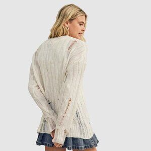 NWT BDG Urban Outfitters Distressed Oversized Grunge Sweater S Cable Knit Neutra